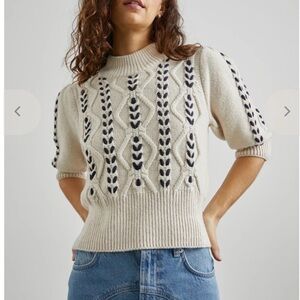 Rails Addy Sweater Oatmeal Navy Cables Size M